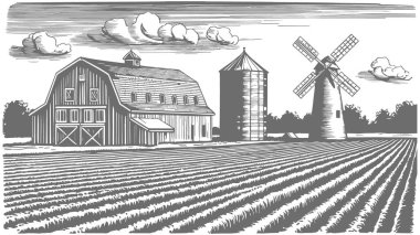 Çiftlik alanı, vektör çizim