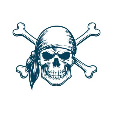 çapraz korsan bayrağı ve korsan kafatasına sahip vektör kafatası