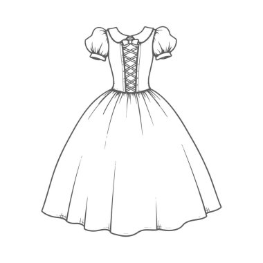 Klasik kızlar elbise tasarımı çizimi 