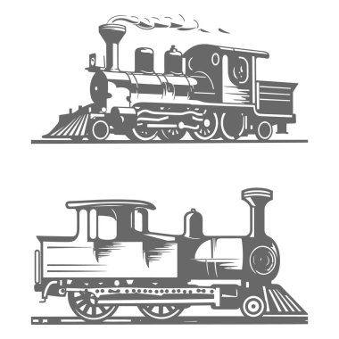 Eski buhar lokomotifinin vektör kümesi