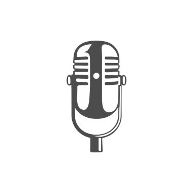 mikrofon vektör simgesi. Çizim tasarım şablonu.