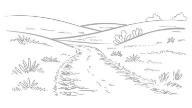 Arazili bir yolun vektör el çizimi