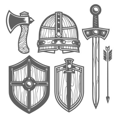 Sowrd ve arm vektör çizimi kümesi 