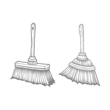 Süpürge vektör kümesi. beyaz arkaplanda izole