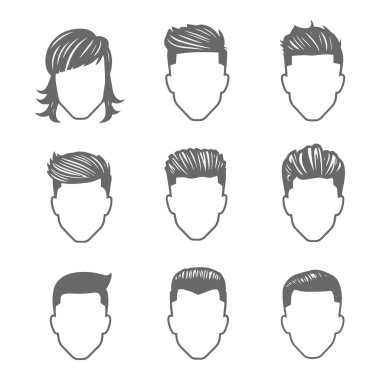 farklı erkek saç şekilleri seti. vektör illüstrasyonu