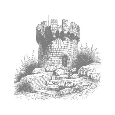 Eski taş şatonun vektör çizimi