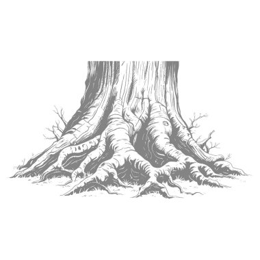 Ağaç gövdesi, el çizimi vektör çizimi.
