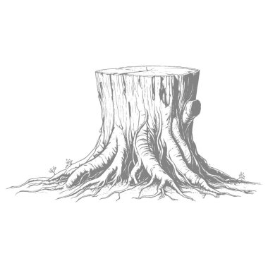 Beyaz arkaplanda izole edilmiş vektör ağacı kütüğü