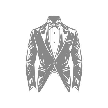 Papyonlu erkek takım elbisesinin vektör çizimi.