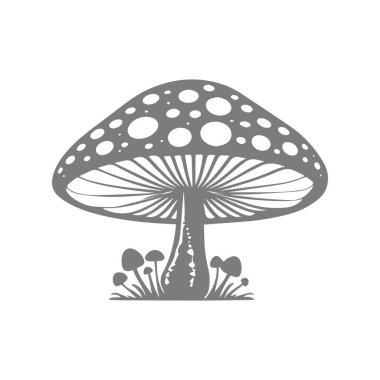 Orman mantarları simgesi beyaz arka planda izole edilmiş siyah tarzda. mantar sembolü stok vektörü illüstrasyonu.