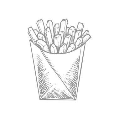 Patates kızartmasının vektör çizimi. El yapımı fast food.
