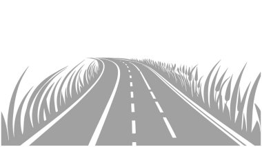 Ufka giden yol. vektör illüstrasyonu