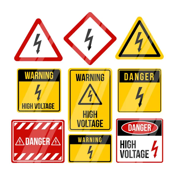 Tehlike Yüksek Voltaj Dikkat İşaret Vektörü İllüstrasyonu