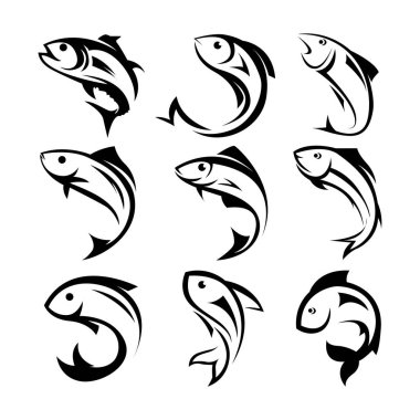 Modern Balık Logosu Vektör İllüstrasyonu