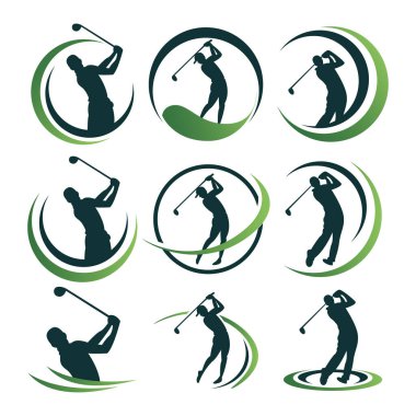 Golf Oyuncusu Logo Vektörü İllüstrasyonu