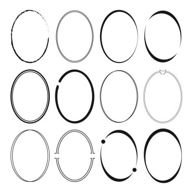 Siyah Oval Çerçeve Vektörü İllüstrasyonu