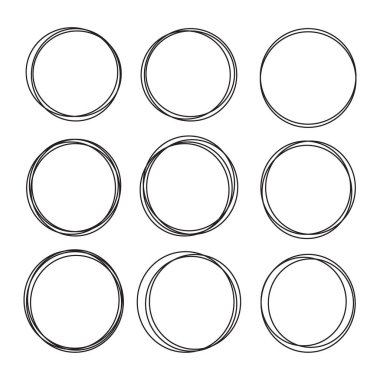 Black Doodle Yuvarlak Çerçeve Vektörü İllüstrasyonu