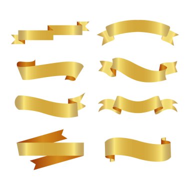 Altın şerit afiş vektör çizim