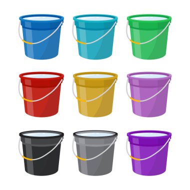 Su Vektörü Resimli Plastik Kova