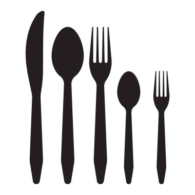 Siyah çatal bıçak seti vektör çizimi