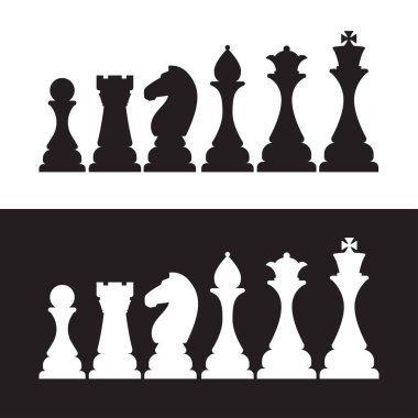 Satranç Parçaları Siluet Vektör İllüstrasyonu