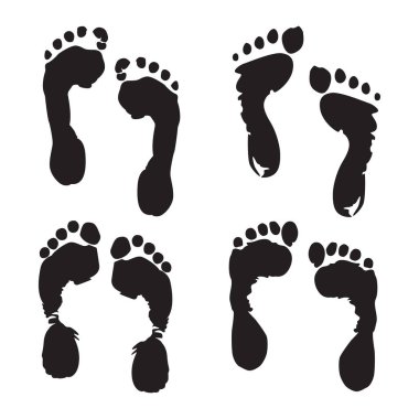 Ayak İzi Taslak Mürekkep Vektörü İllüstrasyonu