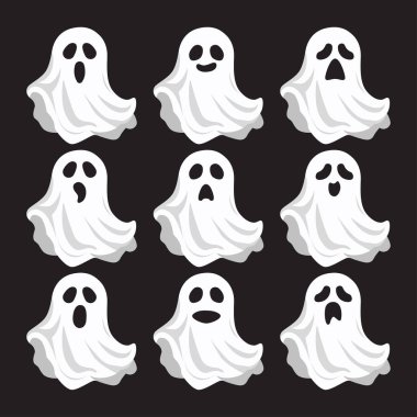 Şirin Hayalet Cadılar Bayramı Vektör İllüstrasyonu