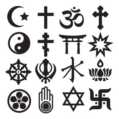 Dünya Dini Logo Vektörü İllüstrasyonu