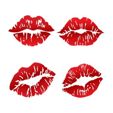 Kırmızı Dudak Öpücüğü Mark Vektör İllüstrasyonu