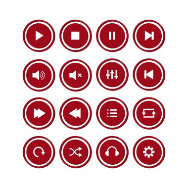 Kırmızı Ortam Oynatıcı Düğme Vektörü İllüstrasyonu