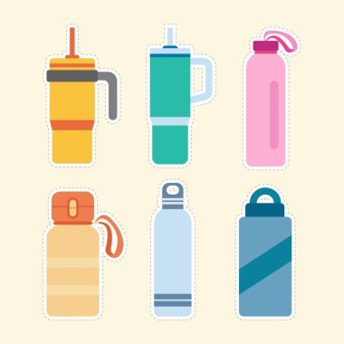 Travel Tumbler Yapıştırıcı Vektör İllüstrasyonu