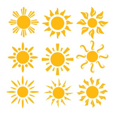 Parlayan Güneş Logosu Vektör İllüstrasyonu