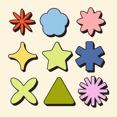 Retro Şekil Dekoratif Element Vektörü İllüstrasyonu