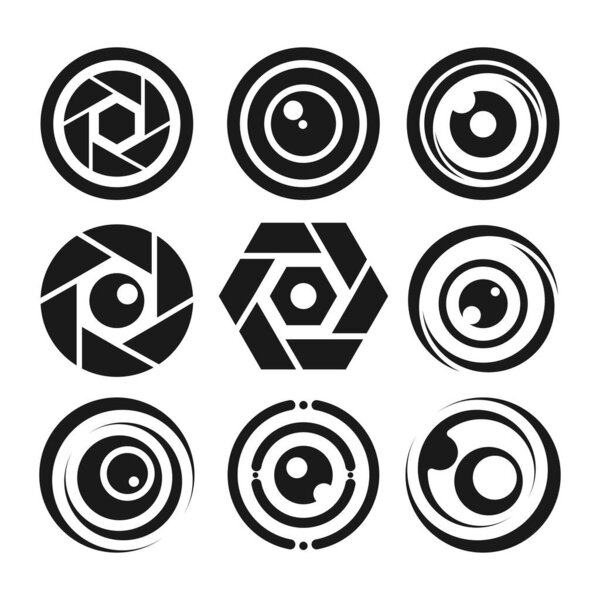 Camera Lens Logo Vector Illustration