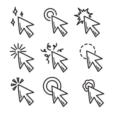 Doodle Mouse Tıklama Vektörü Çizimi