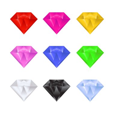 Renkli Elmas Taşları Vektör İllüstrasyonu