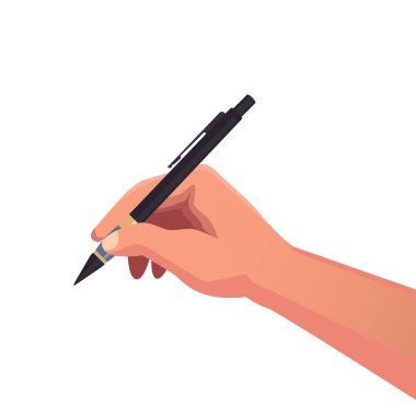 El ele tutuşan Siyah Kalem Vektörü İllüstrasyonu