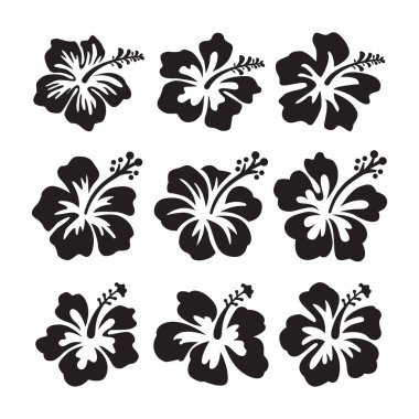 Hibiscus Çiçeği Siluet Vektör İllüstrasyonu