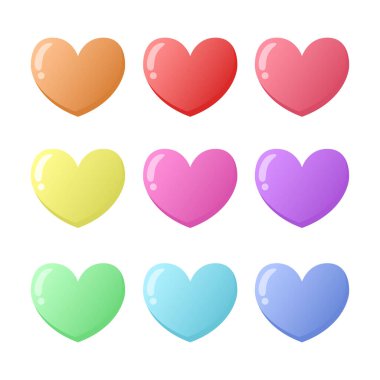 Renkli Sevimli Kalpler Vektör İllüstrasyonu