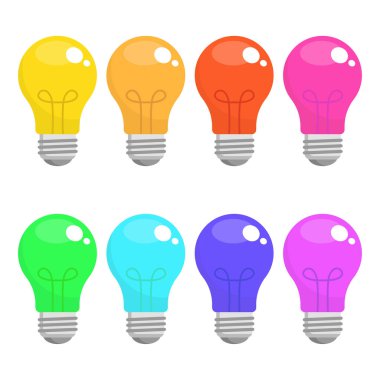 Parlak Renkli Ampul Vektörü İllüstrasyonu