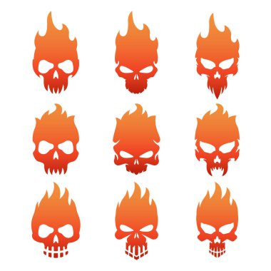 Ateş vektörü illüstrasyonlu kafatası