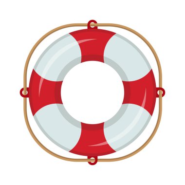 Halat Vektörü İllüstrasyonlu Kırmızı Beyaz Yaşam Şamandırası