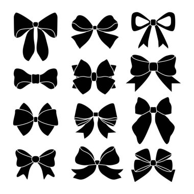 Siyah Kurdele Siluet Vektör İllüstrasyonu