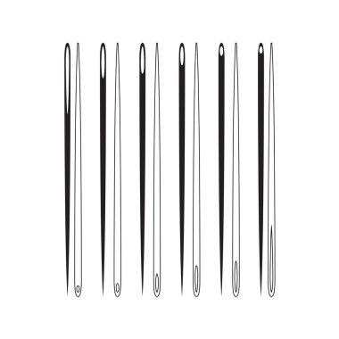 Dikiş Şırıngası Silueti Vektör İllüstrasyonu