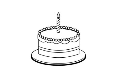 Mumlu Doğumgünü Pastası Minimalist Çizgisi Sanatı