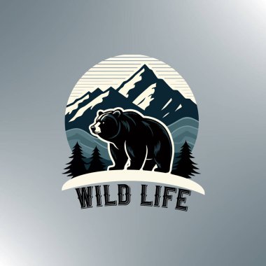 Dağ Kaşifi Logosu Güçlü bir Ayı Silueti.
