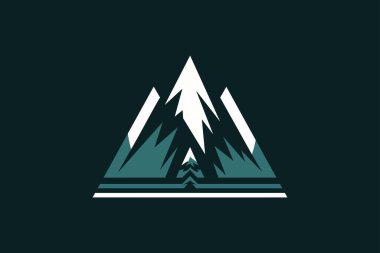 Gün batımı ve tepeleriyle dağ logosu çizimi