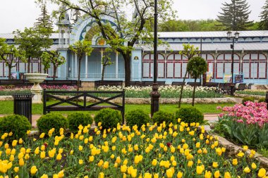 PYATIGORSK, RUSSIA - Mayıs 06, 2022: Pyatigorsk 'taki şehir parkının manzarası, Rusya' nın Stavropol bölgesindeki tatil köyü