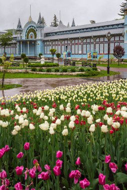 PYATIGORSK, RUSSIA - Mayıs 06, 2022: Pyatigorsk 'taki şehir parkının manzarası, Rusya' nın Stavropol bölgesindeki tatil köyü