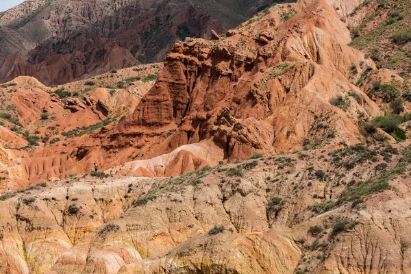 Tian Shan dağlarındaki Terskey Ala-Too dağ sırasının Peri Masalı Kanyonu 'nda yaz yürüyüşü (Skazka Kanyonu), Kırgızistan' da seyahat
